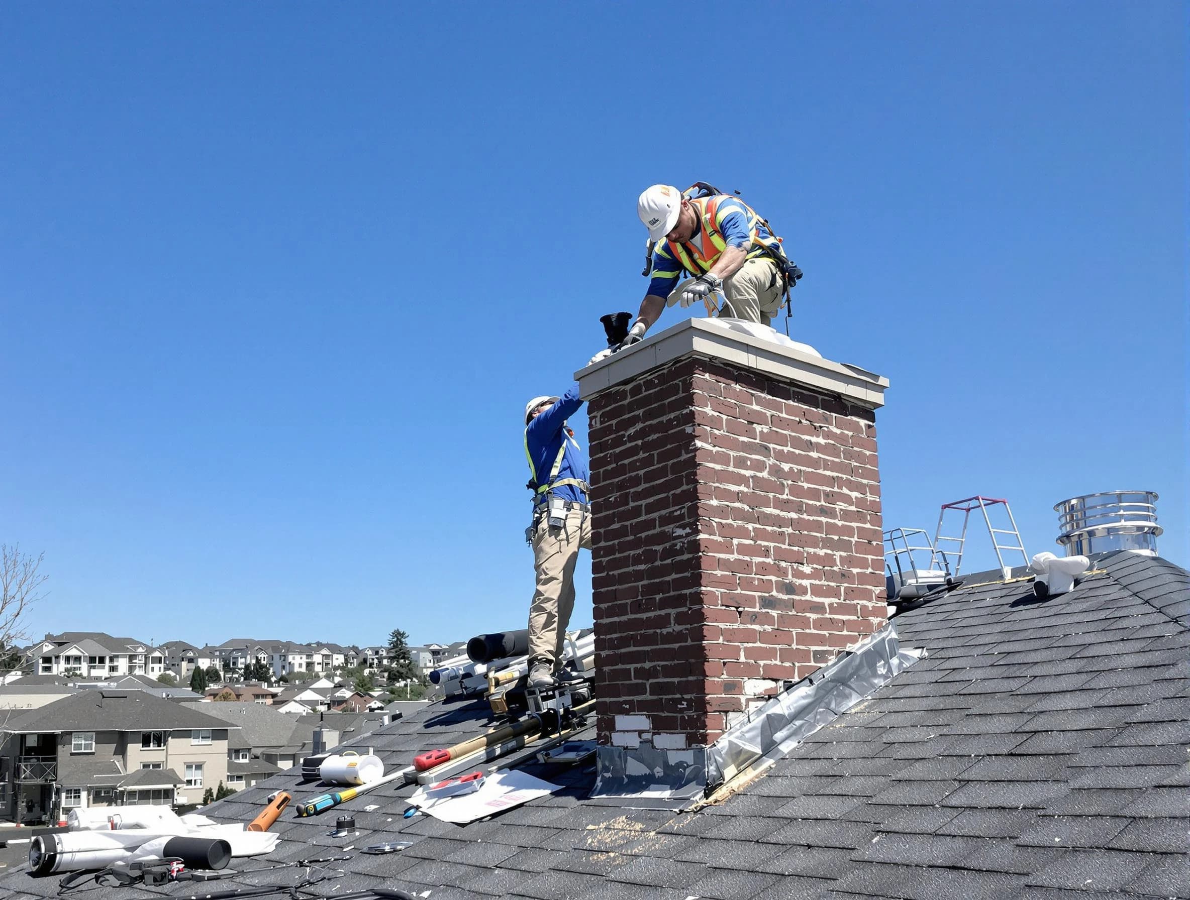 Fountain Hills Chimney Sweep repairing a chimney crown in Fountain Hills, AZ