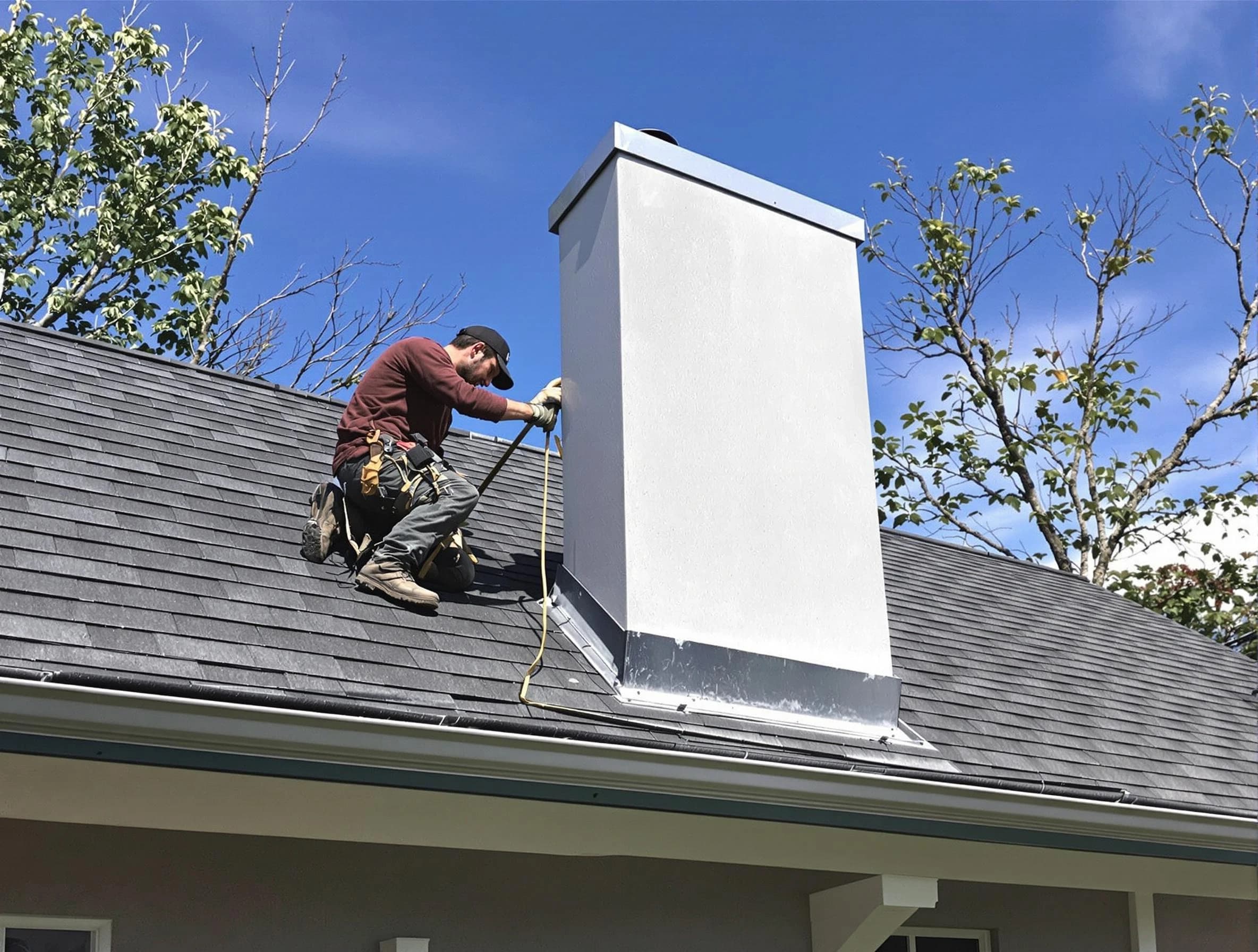 Fountain Hills Chimney Sweep team member finishing chimney construction in Fountain Hills, AZ