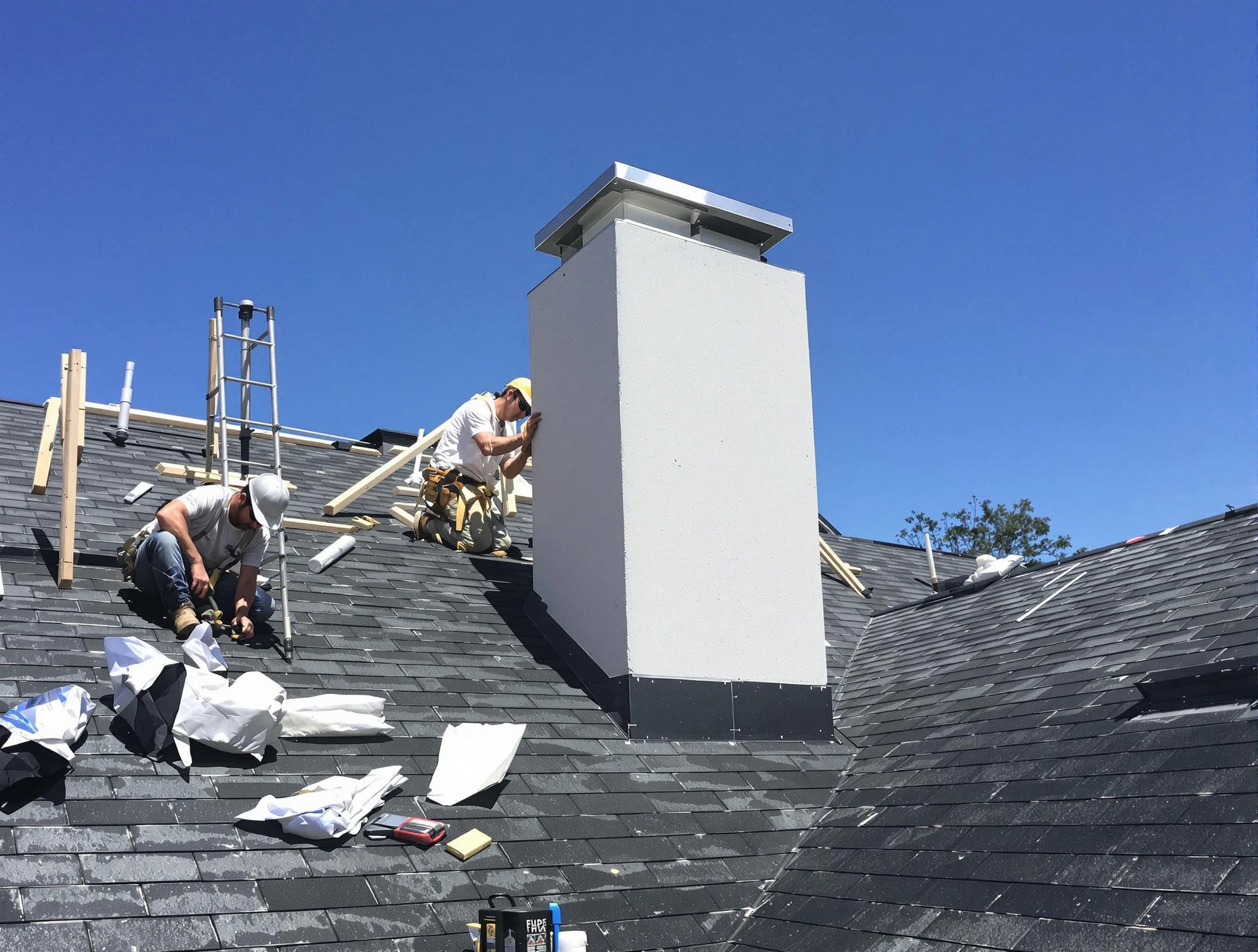 Fountain Hills Chimney Sweep crew installing a new chimney in Fountain Hills, AZ