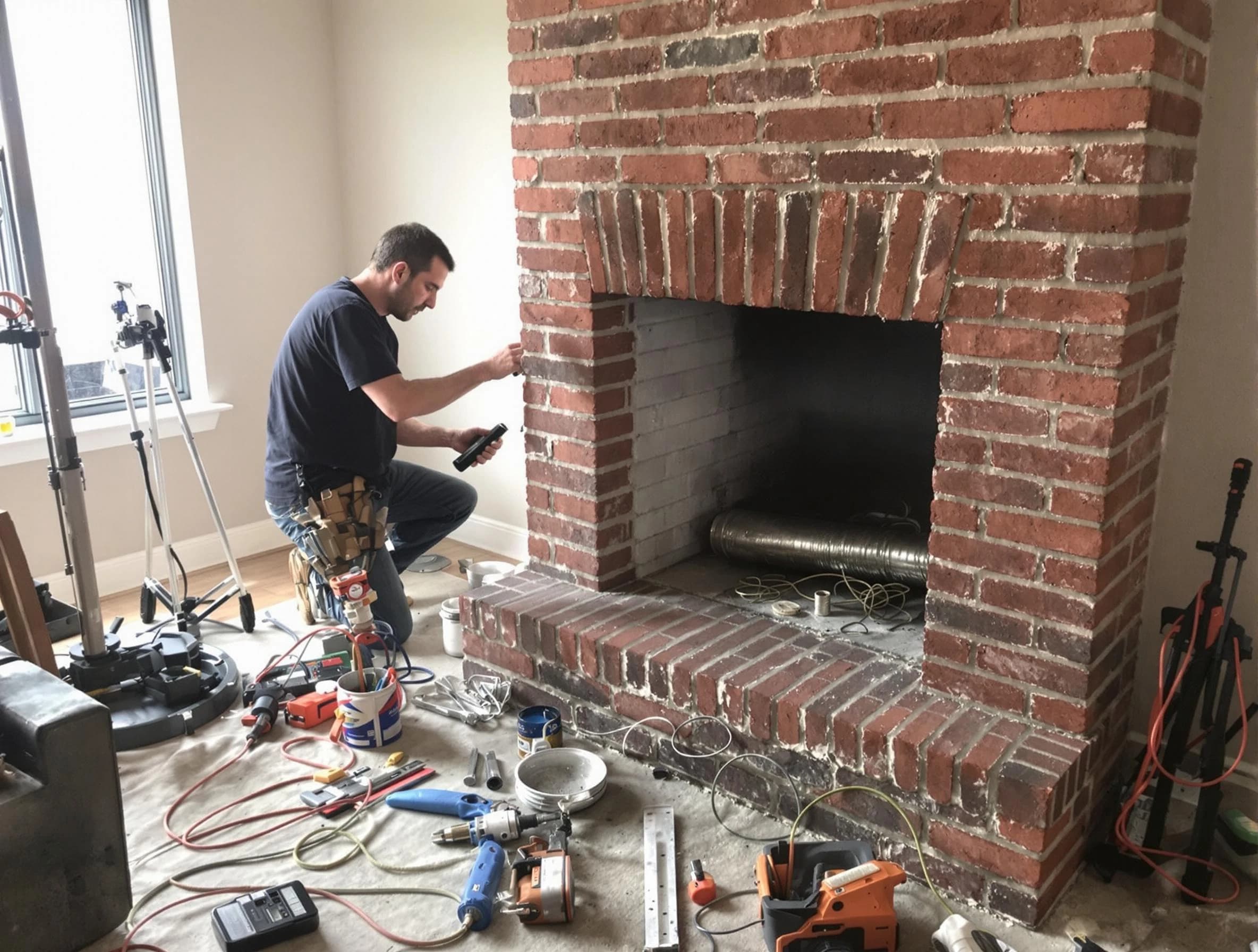Fountain Hills Chimney Sweep specialist finalizing chimney liner service in Fountain Hills, AZ