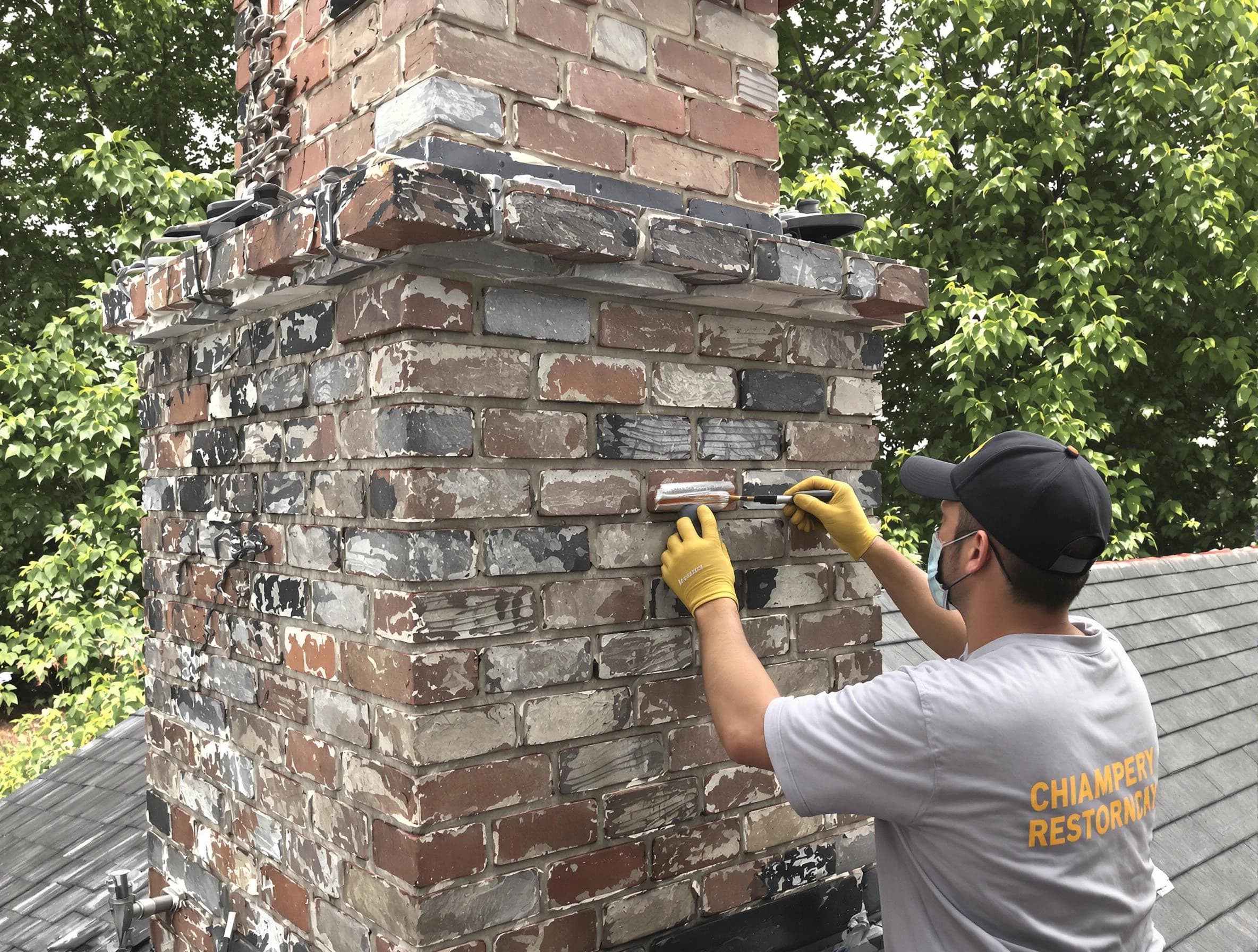 In-progress chimney restoration by Fountain Hills Chimney Sweep in Fountain Hills, AZ