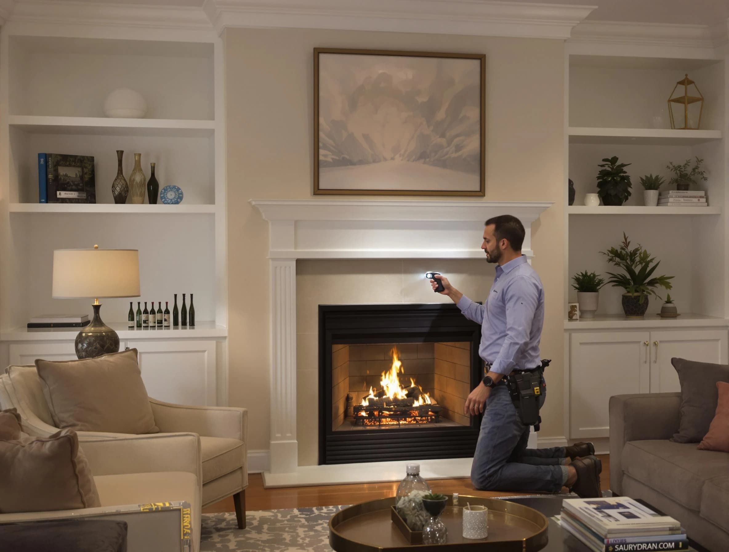 Fountain Hills Chimney Sweep conducting a fireplace safety inspection in Fountain Hills, AZ