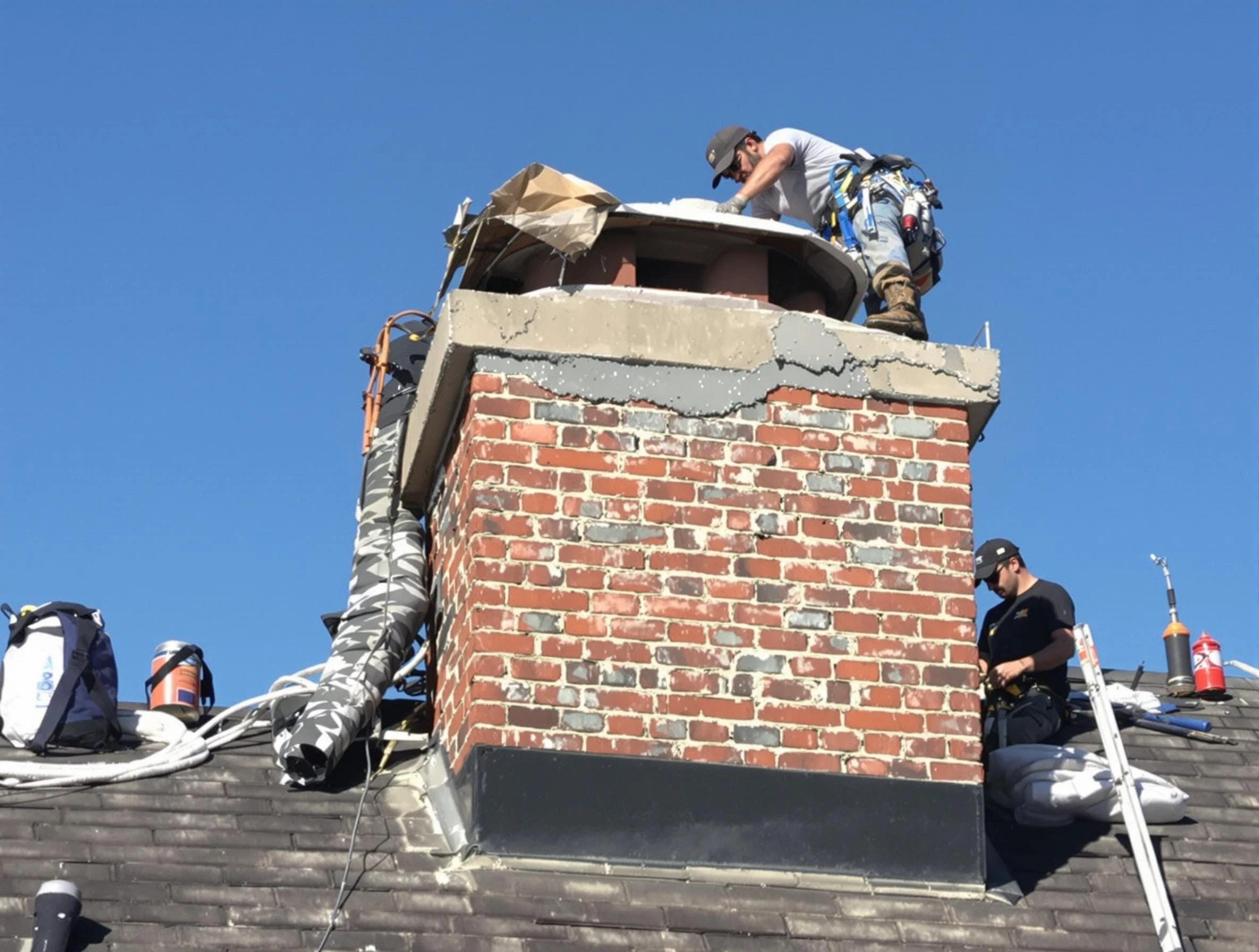Fountain Hills Chimney Sweep installing a custom chimney crown in Fountain Hills, AZ